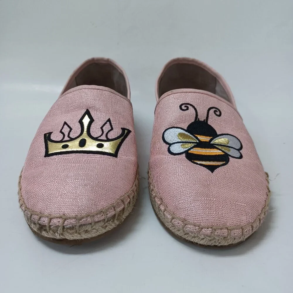 Circus by‎ Sam Edelman Queen Bee Leni Flats Pink Espadrille Slip On Womens 8.5